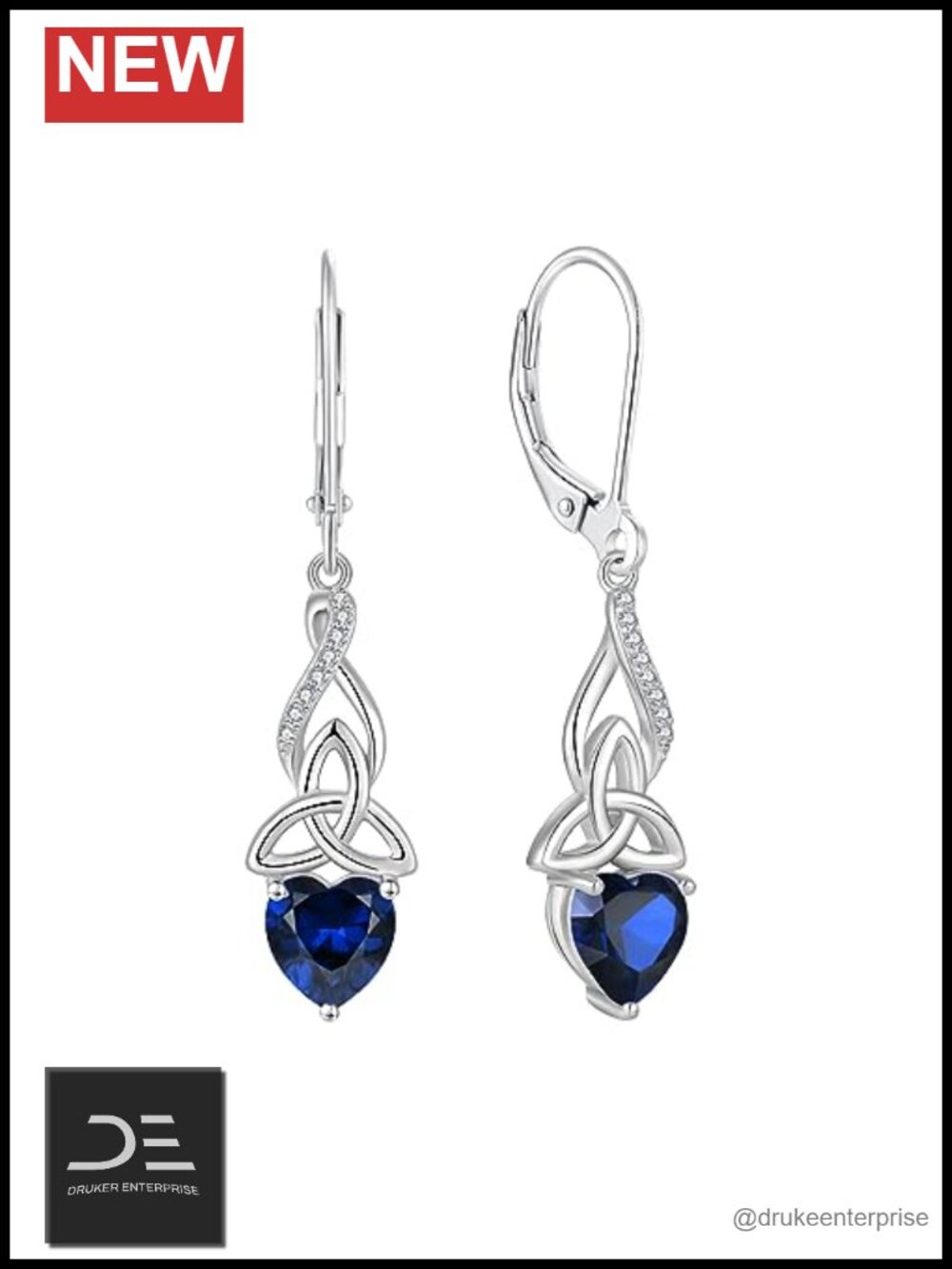 925 Sterling Silver Infinity Celtic Knot Leverback Dangle Earrings